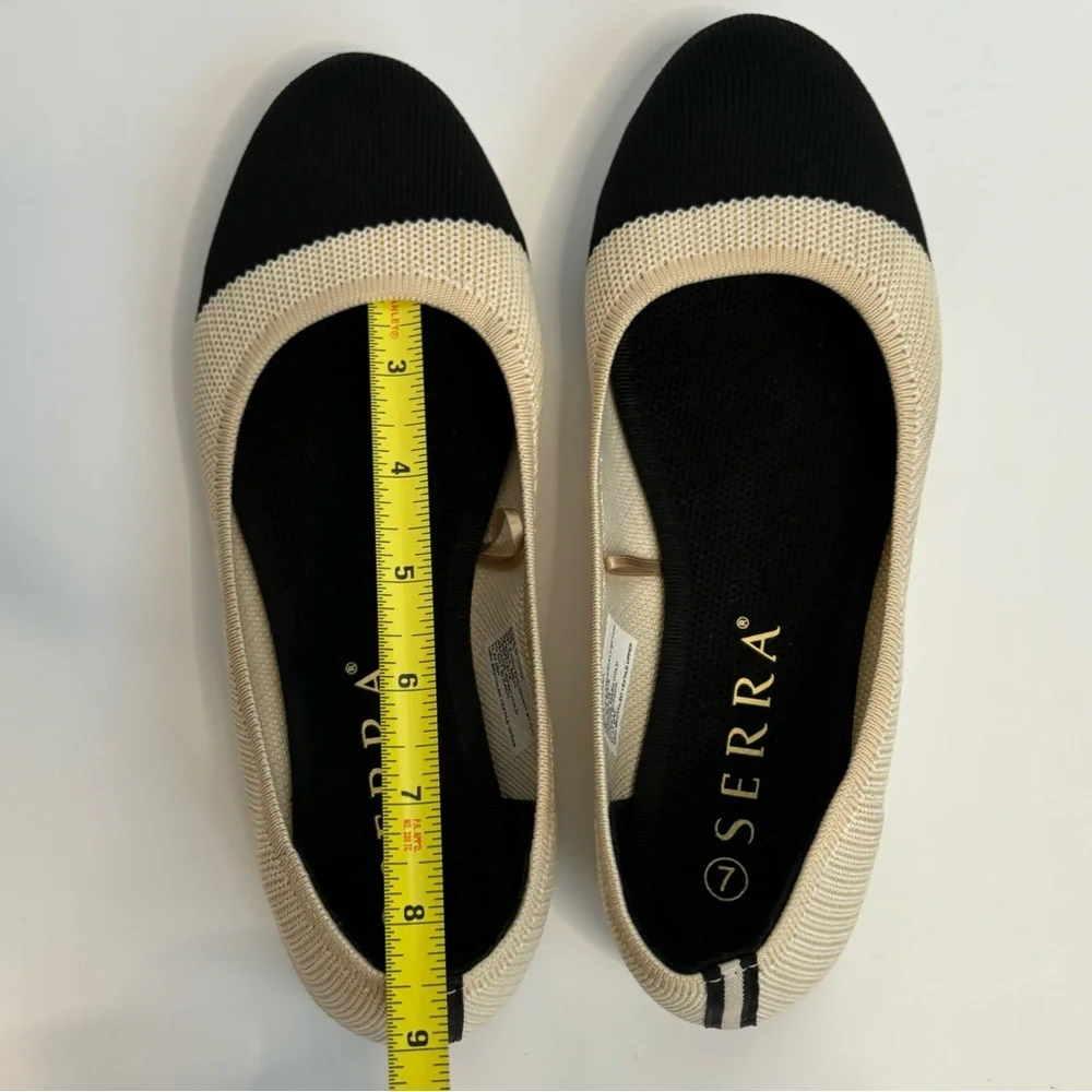 Serra Tan & Black Two Tone Comfort Stretch Fabric Ballet Flats Size‎ 7M